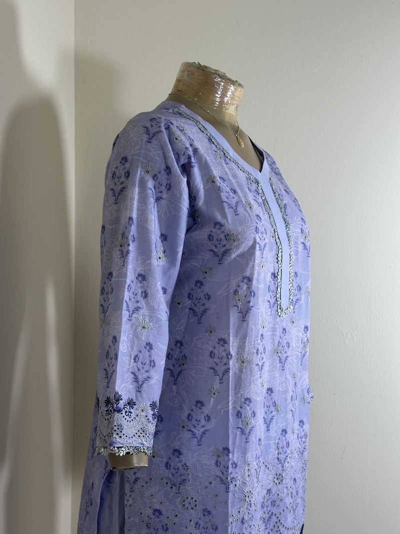 2-Piece Stitched Suit - Light Purple Chicken Kari - Shirt & Trousers