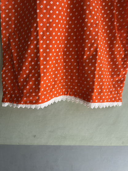 2-Piece Stitched Suit - Orange & White Dots Shirt & White Trousers