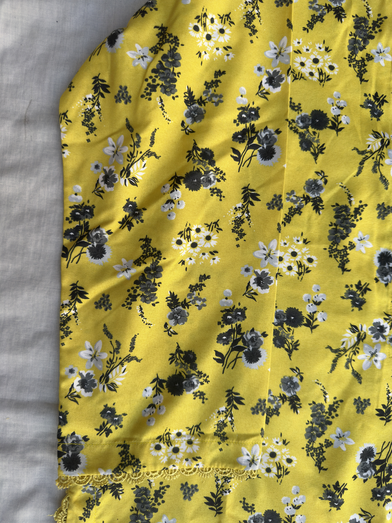 2-Piece Stitched Suit - Yellow & Black Flowers - Shirt & Trousers