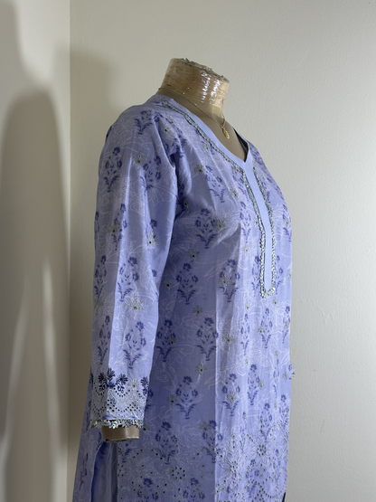 2-Piece Stitched Suit - Light Purple Chicken Kari - Shirt & Trousers